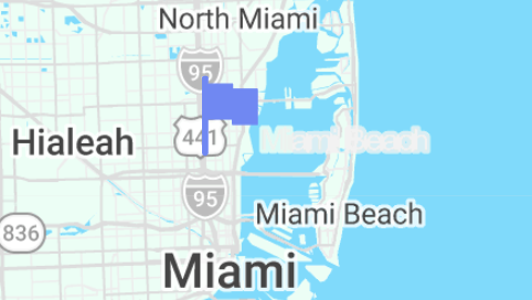 Map showing Dr. Lindgren’s office in Miami